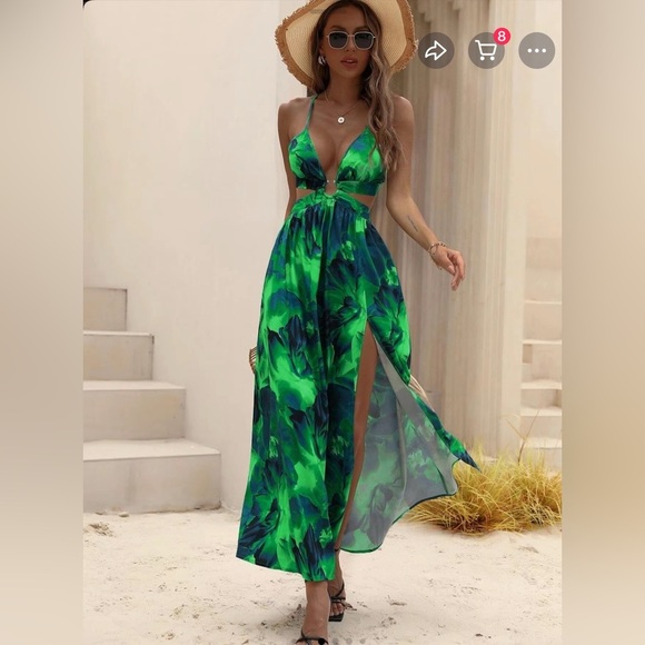 Shein Floral Cut-Out Maxi Dress Size: Large - Picture 1 of 7